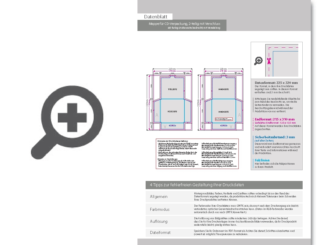 Product Bild mappe_f__r_cd-verpackung_13_5_x_13_5_cm__2-teilig_mit_verschluss__4_0_farbig_(au__enseite_bedruckt)__mit_mattfolie_kaschiert